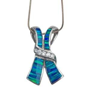 Lab Created Opal Pendant - Sterling Silver